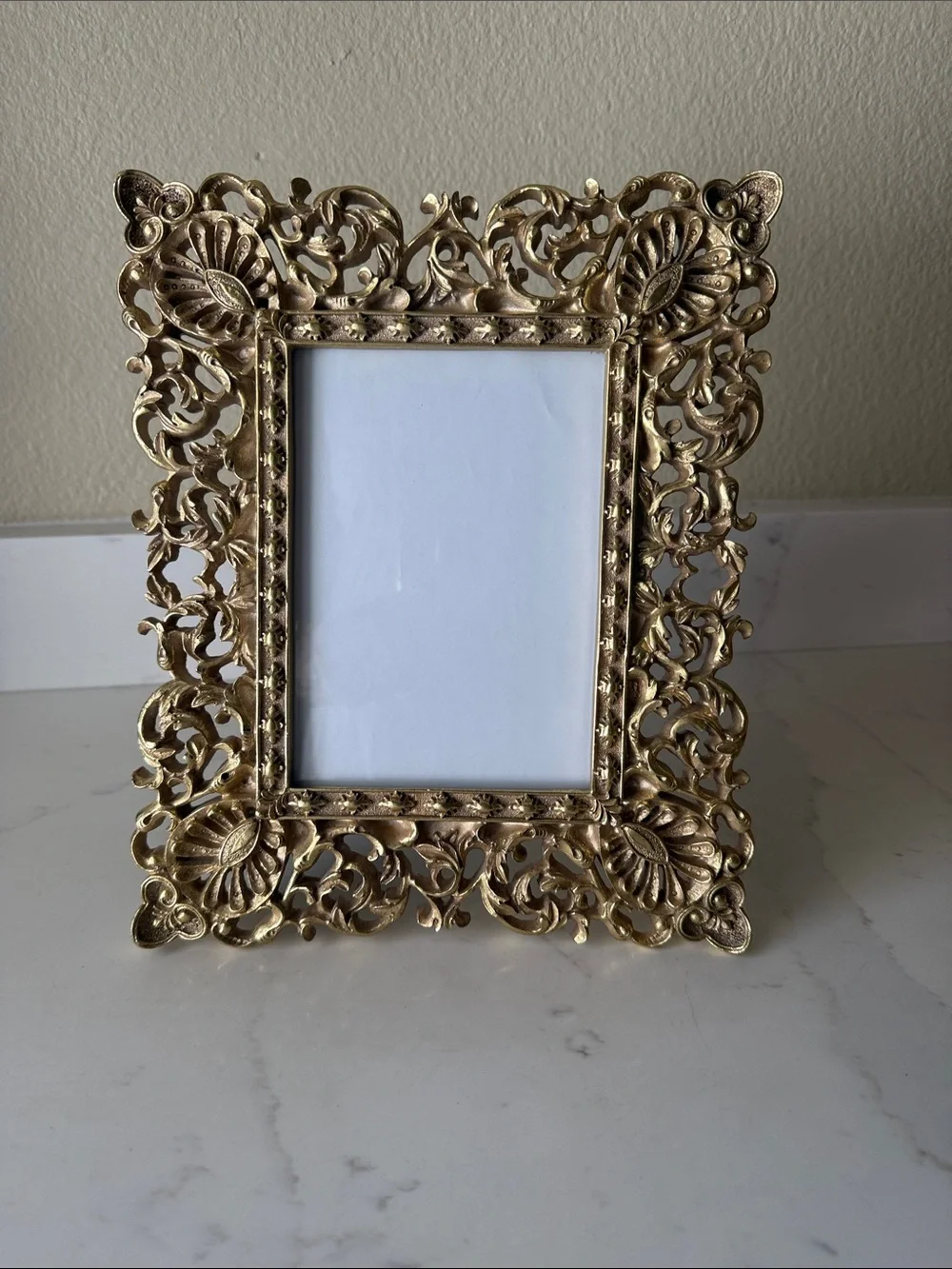 Gold Tone Picture Frame with Glass